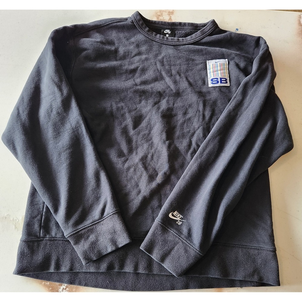 Nike SB Crewneck Sweatshirt Men's M Black Pullover Long Sleeve Skateboard